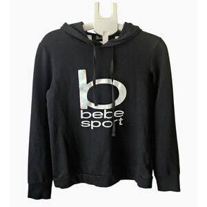BeBe Sport Black Logo Pullover Hoodie Women's SZ. S